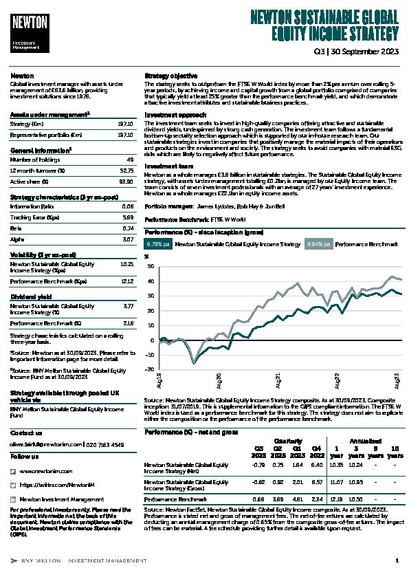 UK Inst Sustainable Global Equity Income strategy factsheet