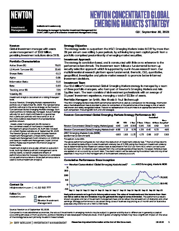NIMNA Global Emerging Markets Equity strategy factsheet