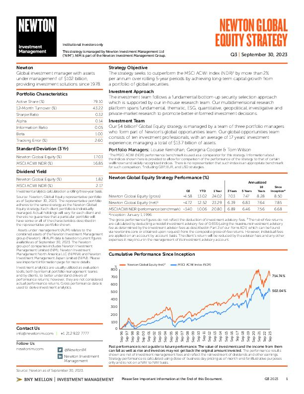 NIMNA Global Equity strategy factsheet