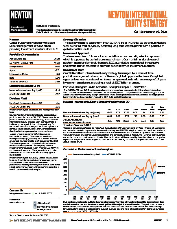 NIMNA International Equity strategy factsheet